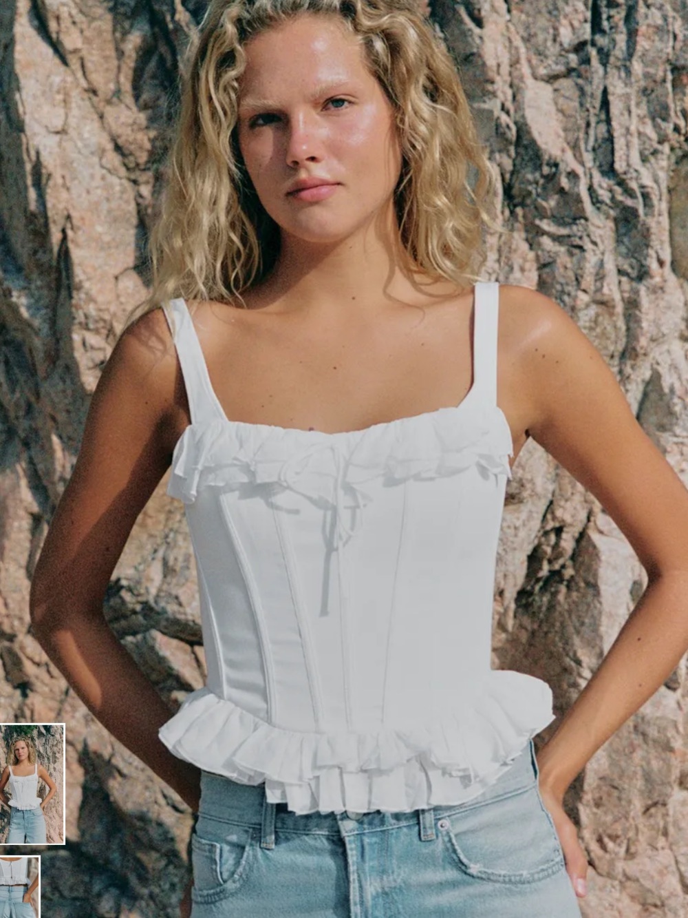 White Ruffle Bustier Top Zara Ruffled Corset Top in white
